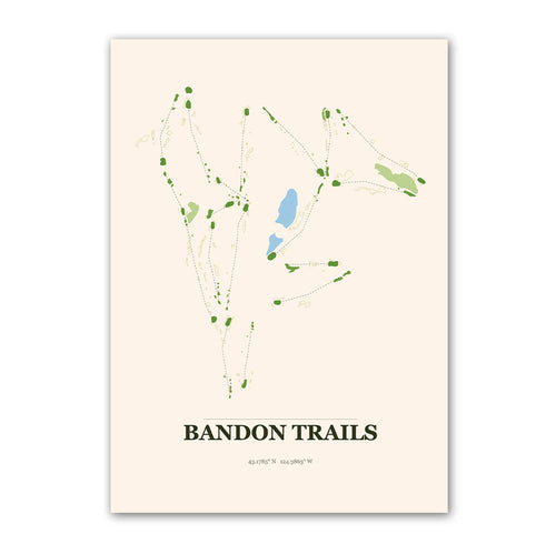 Bandon Trails golf course map print poster, Oregon USA golf wall art