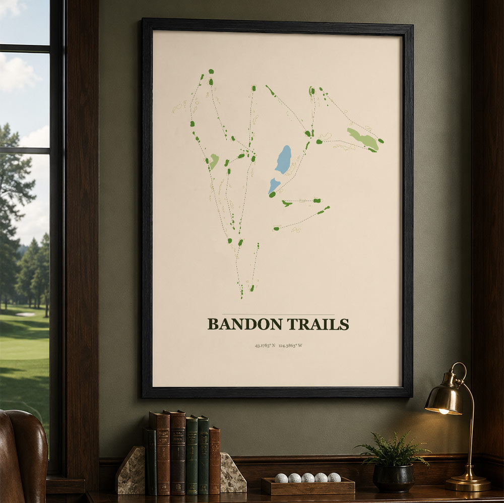 Bandon Trails Golf Course Map Print Poster | Oregon USA Golf Wall Art
