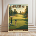 Pinehurst No.2 Vintage Golf Travel Poster | North Carolina Golf Wall Art Decor