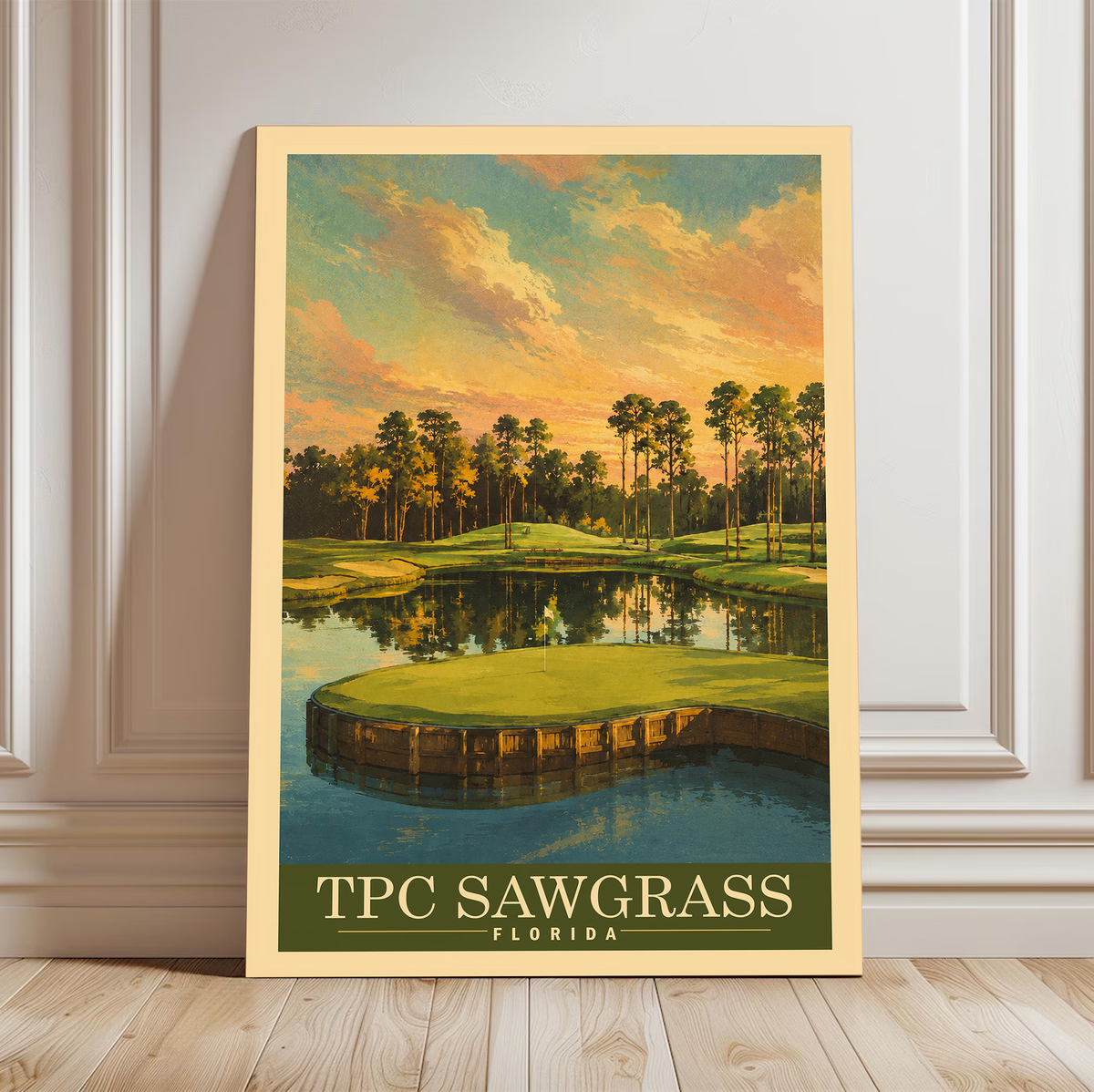 TPC Sawgrass Vintage Golf Travel Poster | Florida Golf Wall Art Decor