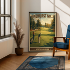 Pinehurst No.2 Vintage Golf Travel Poster | North Carolina Golf Wall Art Decor