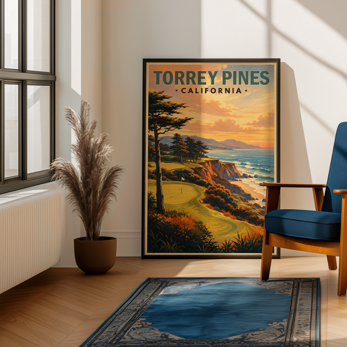 Torrey Pines Vintage Golf Travel Poster | San Diego Golf Wall Art Decor