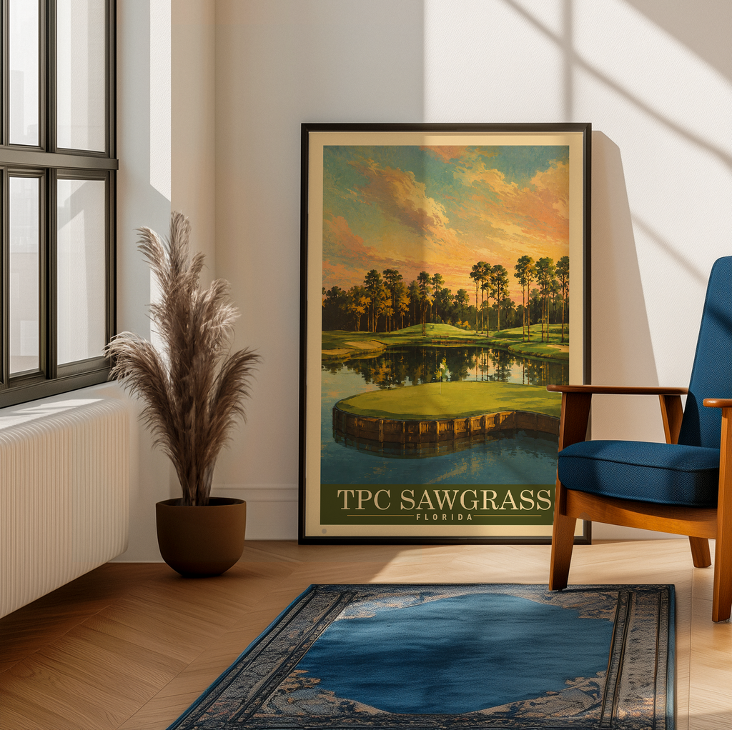TPC Sawgrass Vintage Golf Travel Poster | Florida Golf Wall Art Decor
