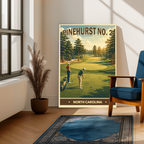 Pinehurst No.2 Vintage Golf Travel Poster | North Carolina Golf Wall Art Decor