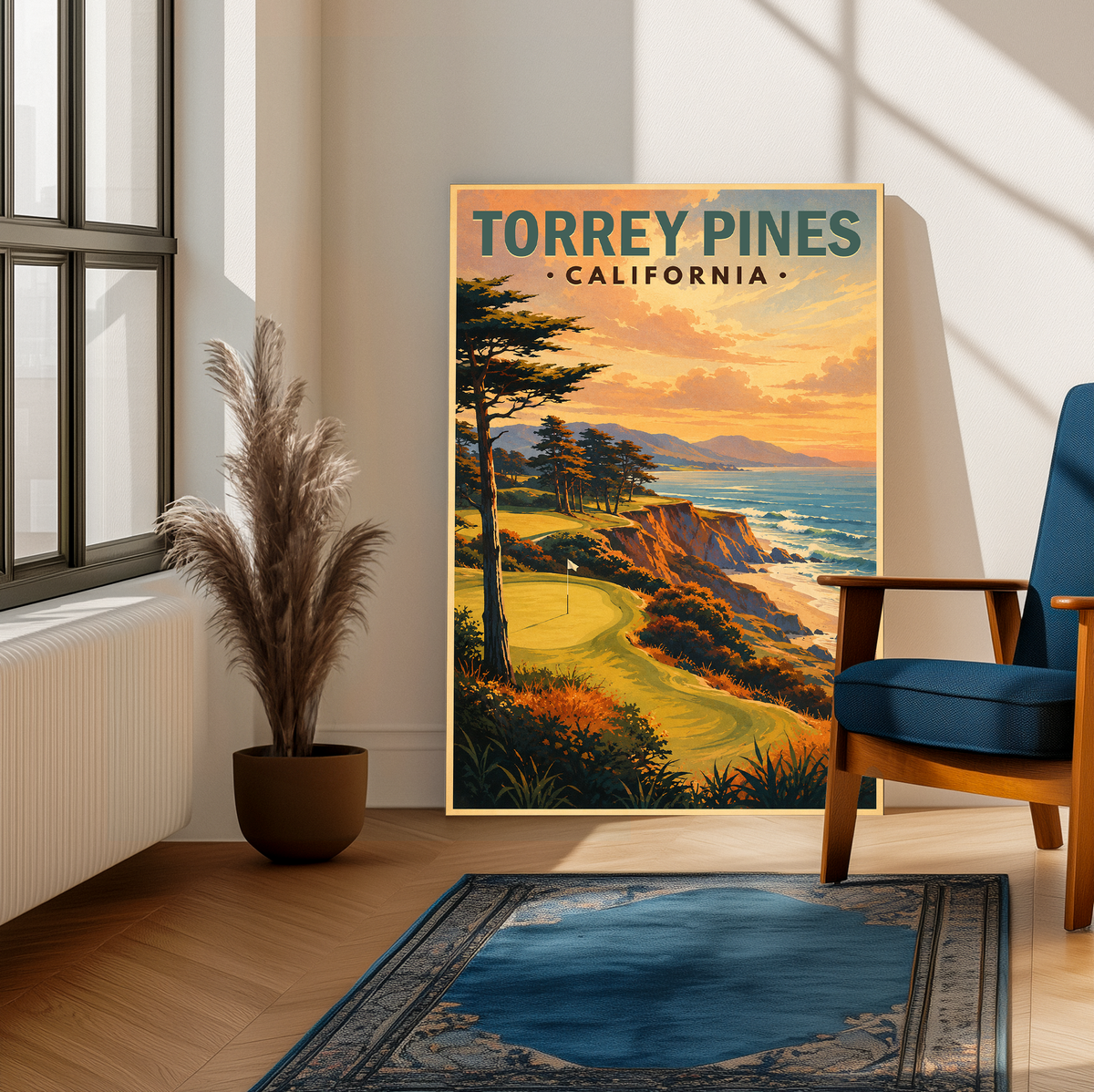 Torrey Pines Vintage Golf Travel Poster | San Diego Golf Wall Art Decor