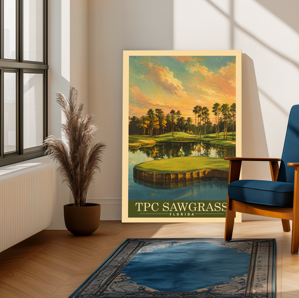 TPC Sawgrass Vintage Golf Travel Poster | Florida Golf Wall Art Decor