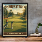 Pinehurst No.2 Vintage Golf Travel Poster | North Carolina Golf Wall Art Decor