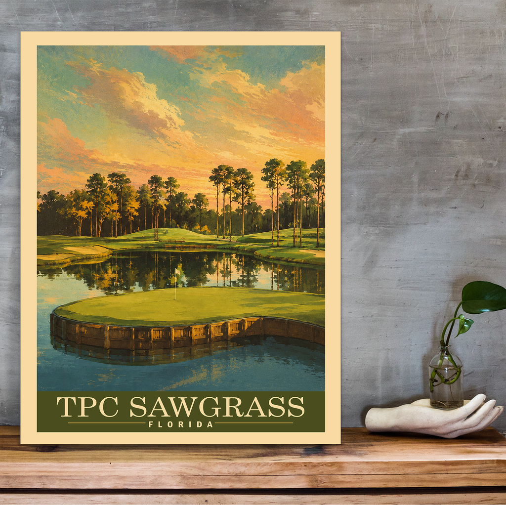TPC Sawgrass Vintage Golf Travel Poster | Florida Golf Wall Art Decor