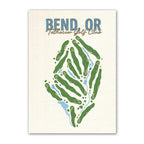Bend, or golf course map print poster, Oregon USA golf wall art