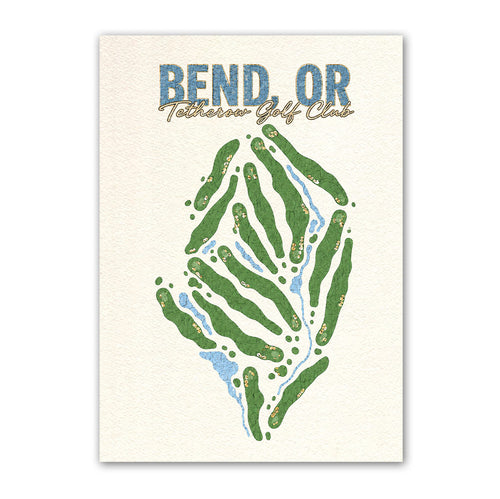 Bend, or golf course map print poster, Oregon USA golf wall art
