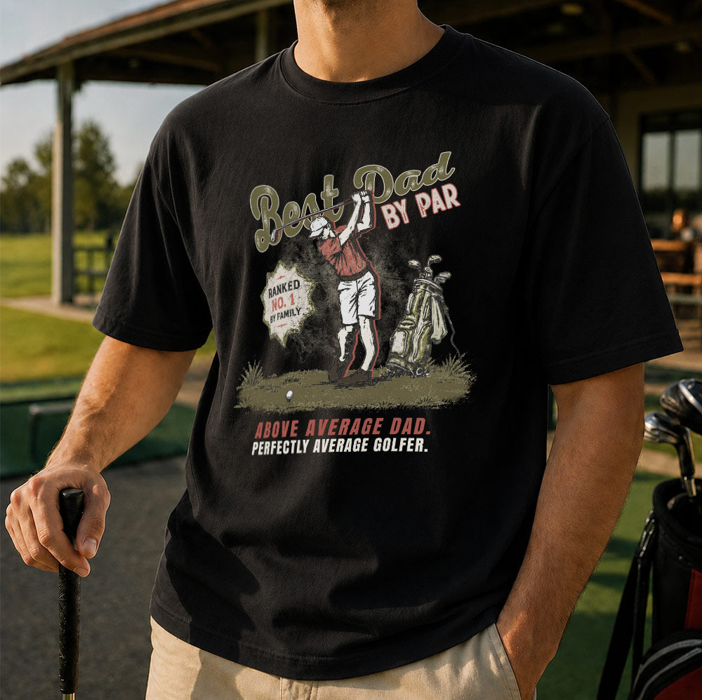 Best Dad By Par Golf Unisex T-Shirt – Funny Dad Golfer Graphic Tee Gift