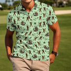 Bigfoot Golf Cart Print Men's Polo - Funny Golf Lover Gift