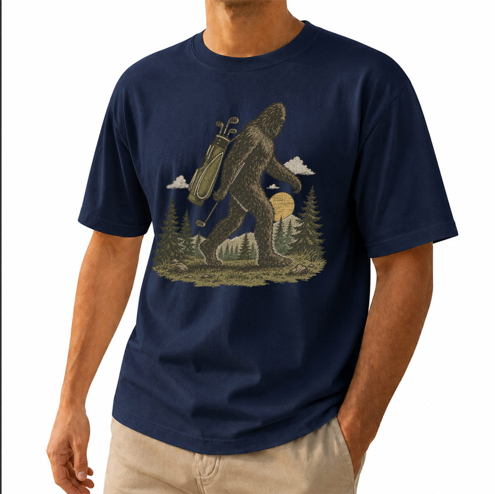 Funny Bigfoot Golf Unisex T-Shirt - Sasquatch Golfer Graphic Tee