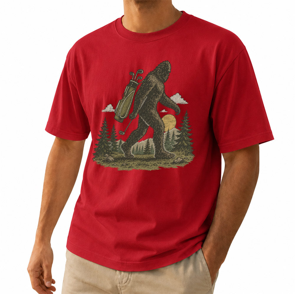 Funny Bigfoot Golf Unisex T-Shirt - Sasquatch Golfer Graphic Tee