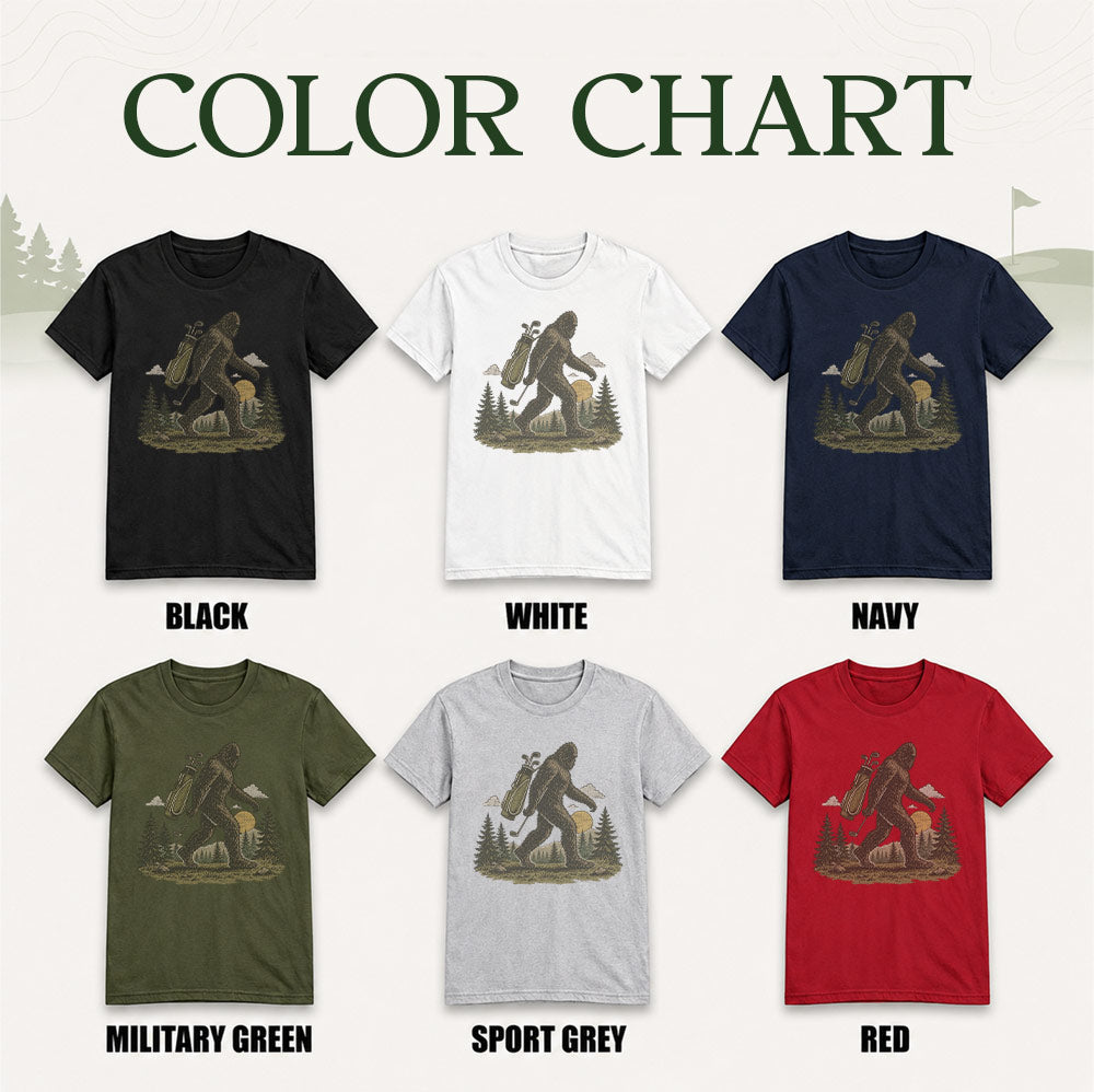 Funny Bigfoot Golf Unisex T-Shirt - Sasquatch Golfer Graphic Tee