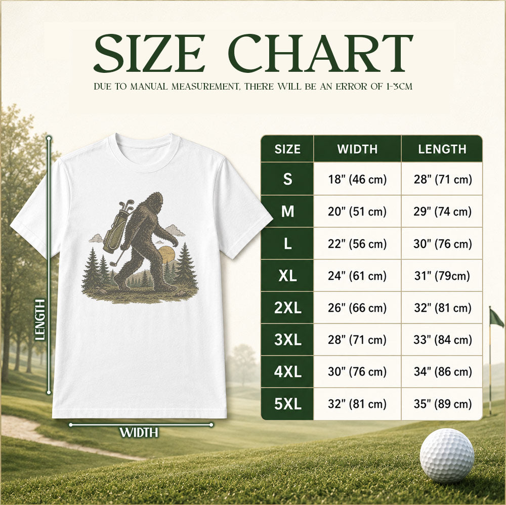 Funny Bigfoot Golf Unisex T-Shirt - Sasquatch Golfer Graphic Tee