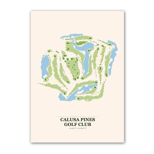 Calusa Pines golf course map print poster, Florida USA golf wall art