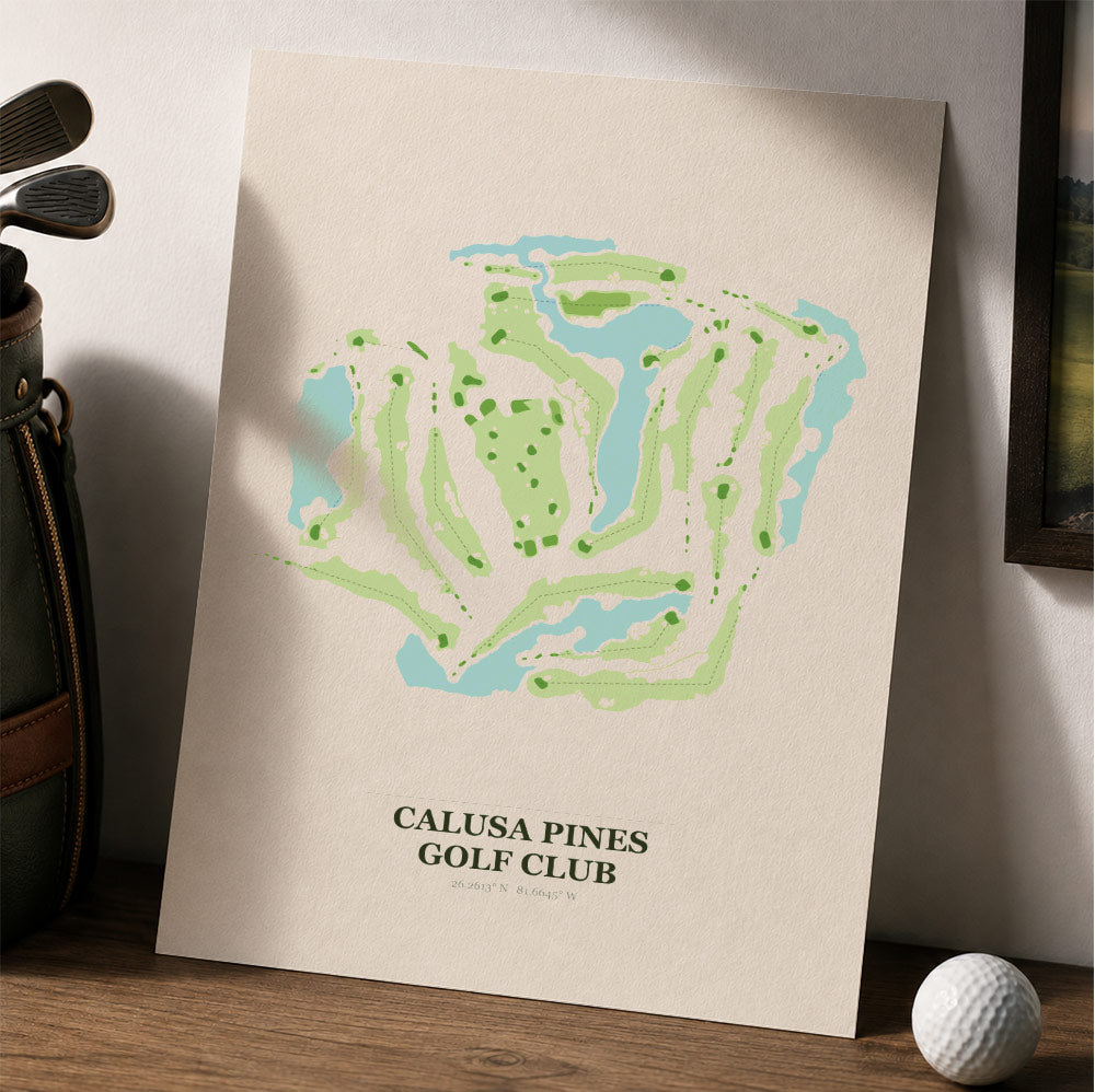 Calusa Pines Golf Course Map Print Poster | Florida USA Golf Wall Art