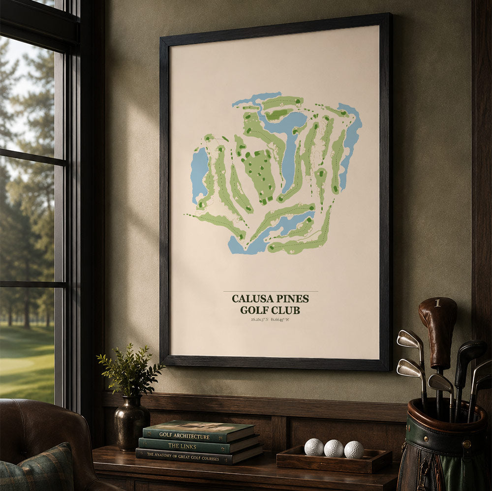 Calusa Pines Golf Course Map Print Poster | Florida USA Golf Wall Art