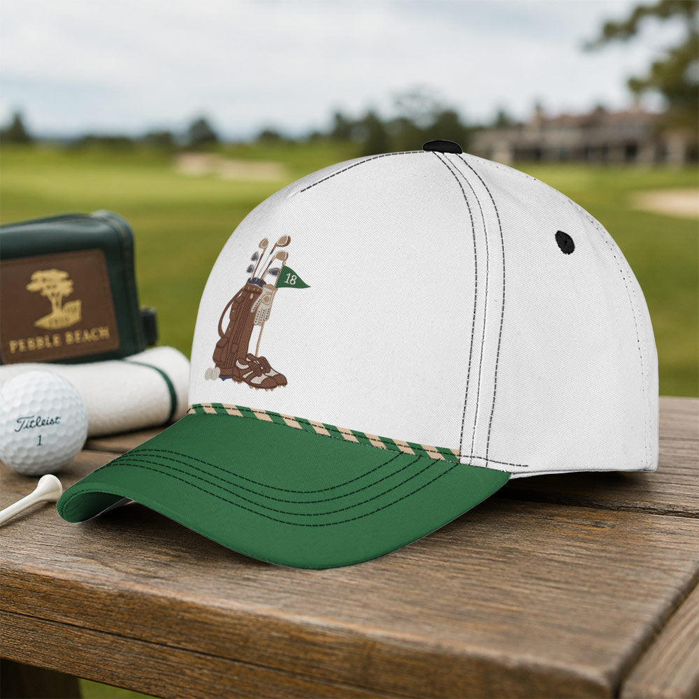 Vintage Golf Bag and 18th Hole Performance Hat - Funny Golf Gift for Golfers