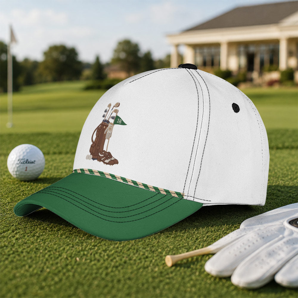 Vintage Golf Bag and 18th Hole Performance Hat - Funny Golf Gift for Golfers