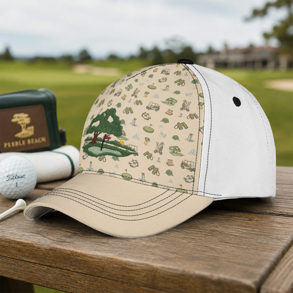 Golf Course Icon All Over Print Hat - Funny Golf Gift for Golfers
