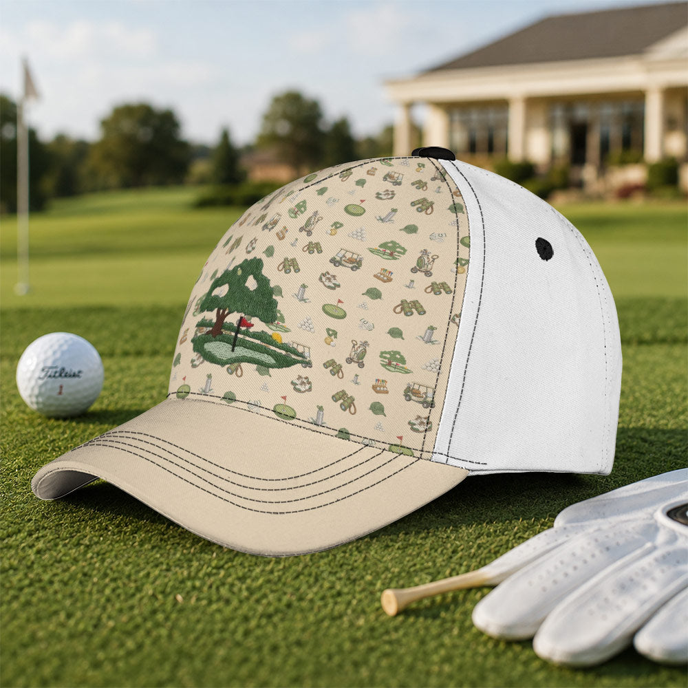 Golf Course Icon All Over Print Hat - Funny Golf Gift for Golfers