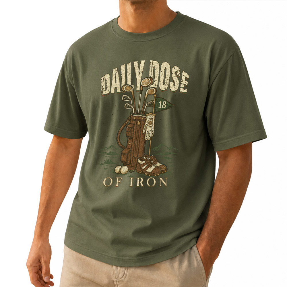 Daily Dose Of Iron Golf Unisex T-Shirt - Funny Men's Cotton Graphic Tee