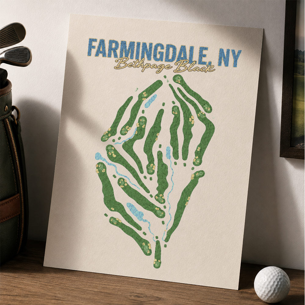 Farmingdale,ny Golf Course Map Print Poster | New York USA Golf Wall Art