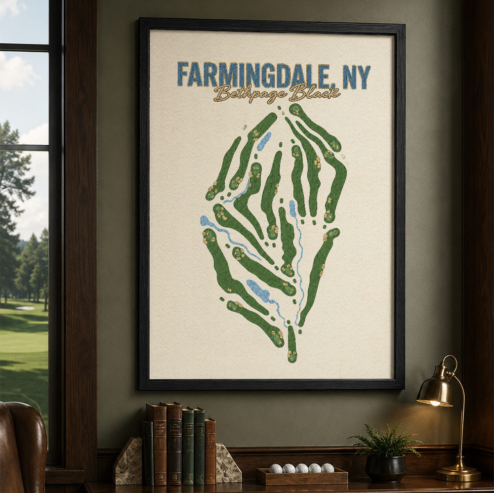 Farmingdale,ny Golf Course Map Print Poster | New York USA Golf Wall Art