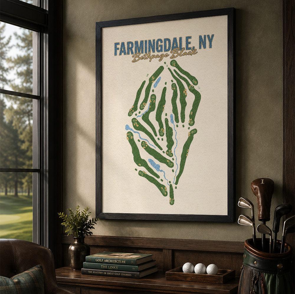 Farmingdale,ny Golf Course Map Print Poster | New York USA Golf Wall Art