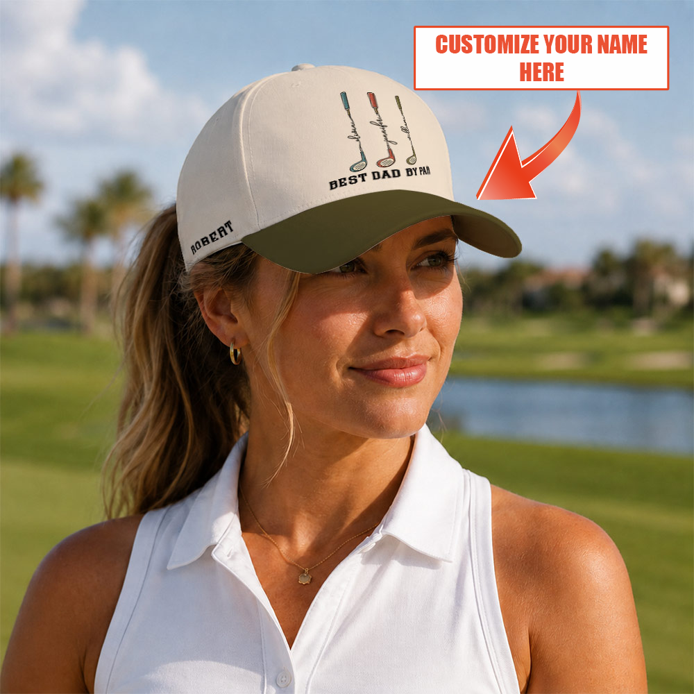 Personalized Best Dad By Par Golf Hat - Funny Golf Gift for Golfers