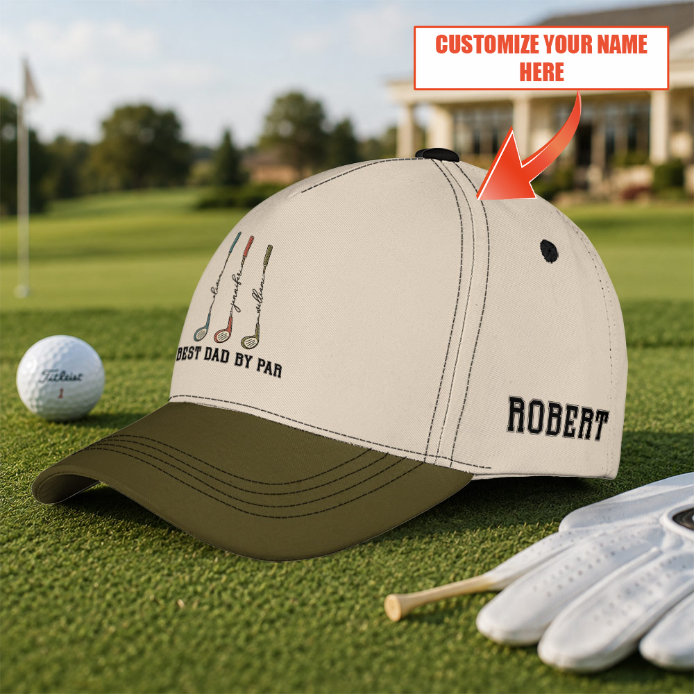 Personalized Best Dad By Par Golf Hat - Funny Golf Gift for Golfers