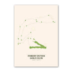 Forest Dunes golf course map print poster, Michigan USA golf wall art