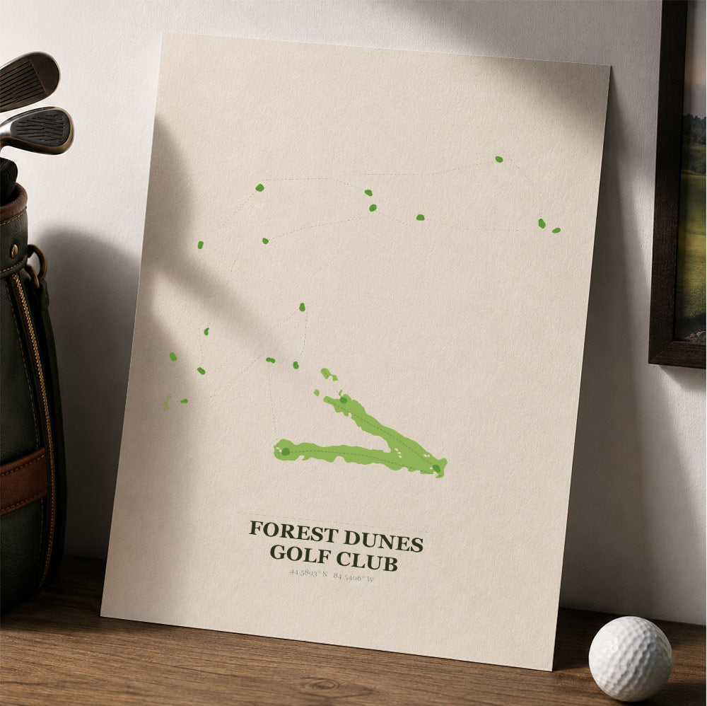 Forest Dunes Golf Course Map Print Poster | Michigan USA Golf Wall Art