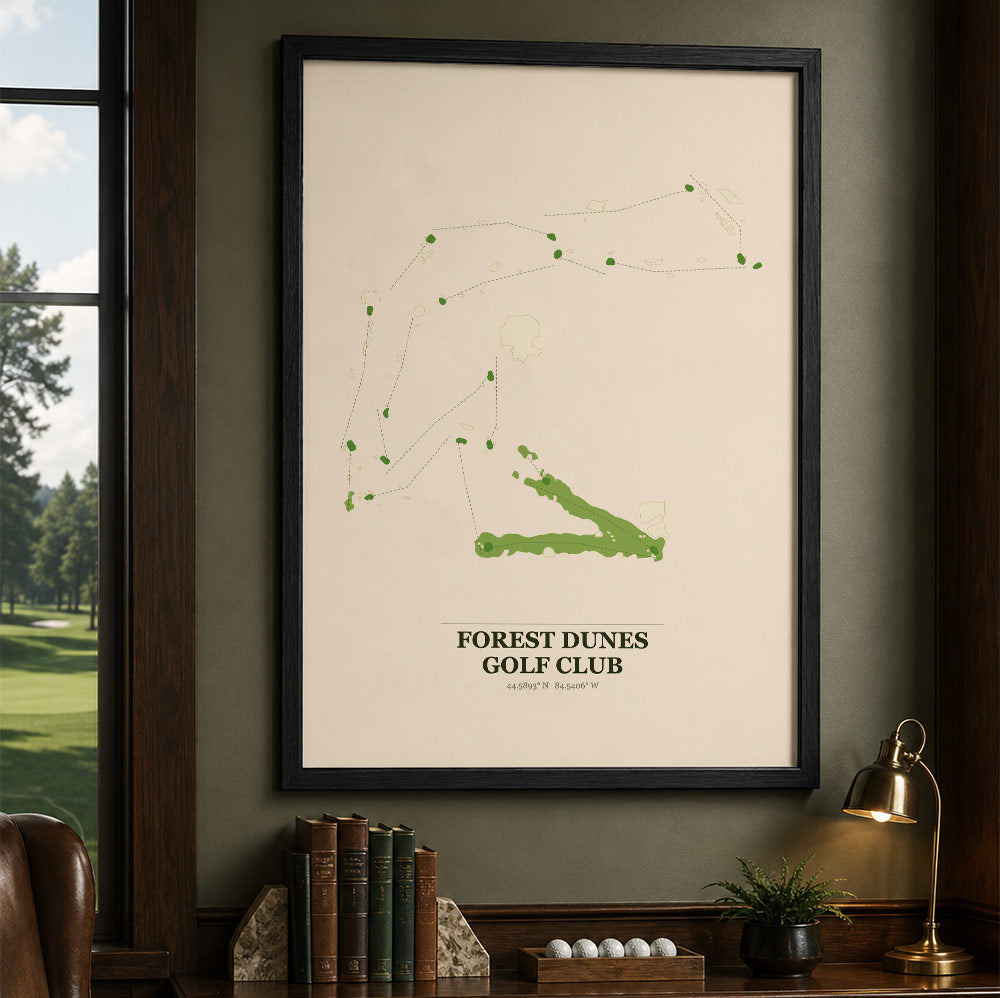 Forest Dunes Golf Course Map Print Poster | Michigan USA Golf Wall Art