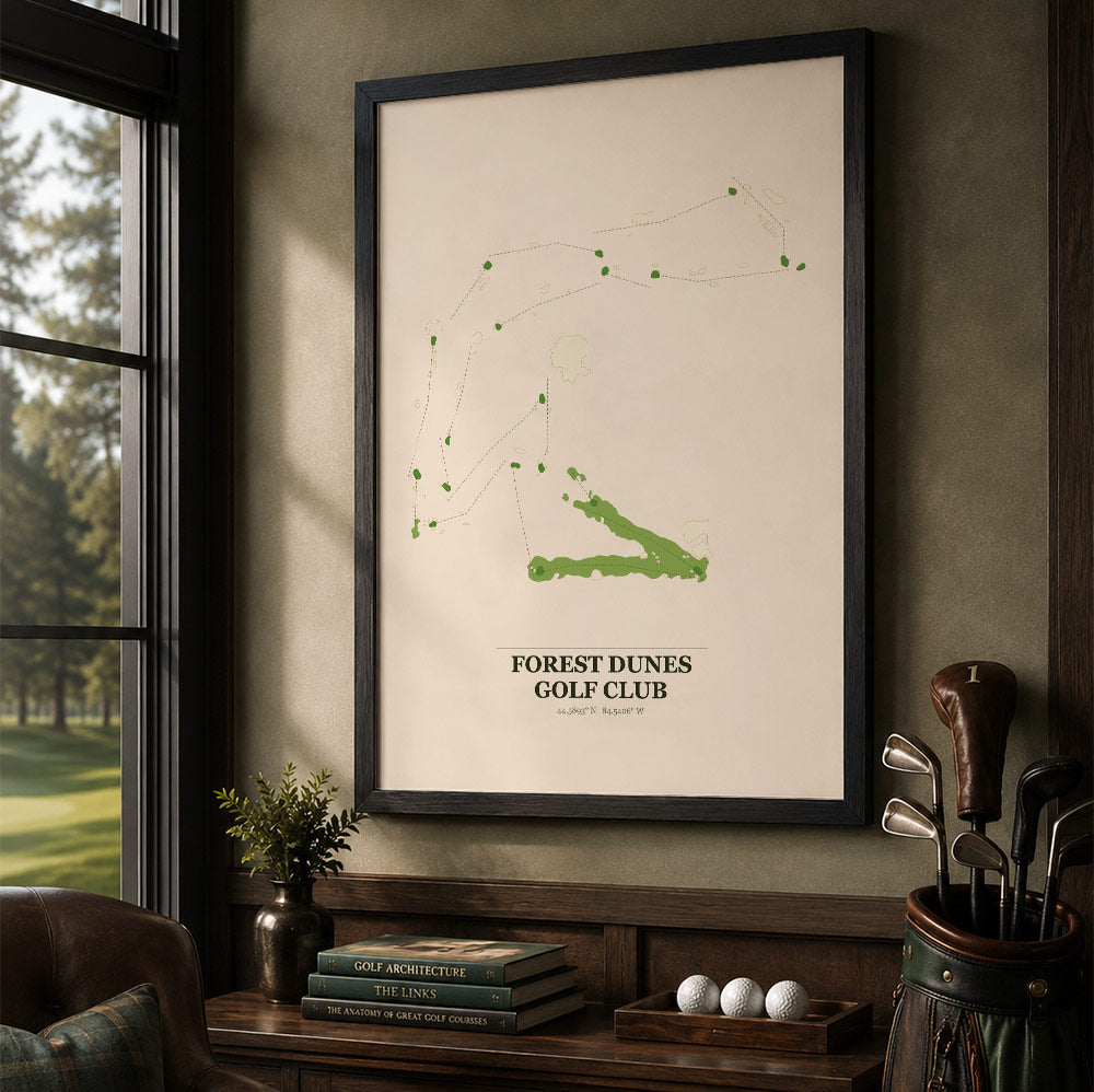 Forest Dunes Golf Course Map Print Poster | Michigan USA Golf Wall Art