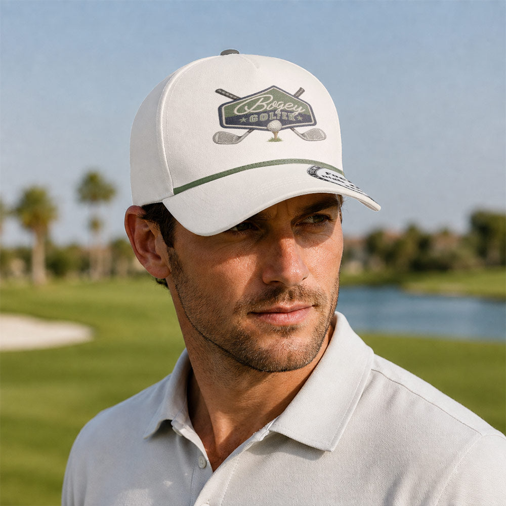 Bogey Golfer Vintage Patch Performance Rope Hat - Funny Golf Gift for Golfers