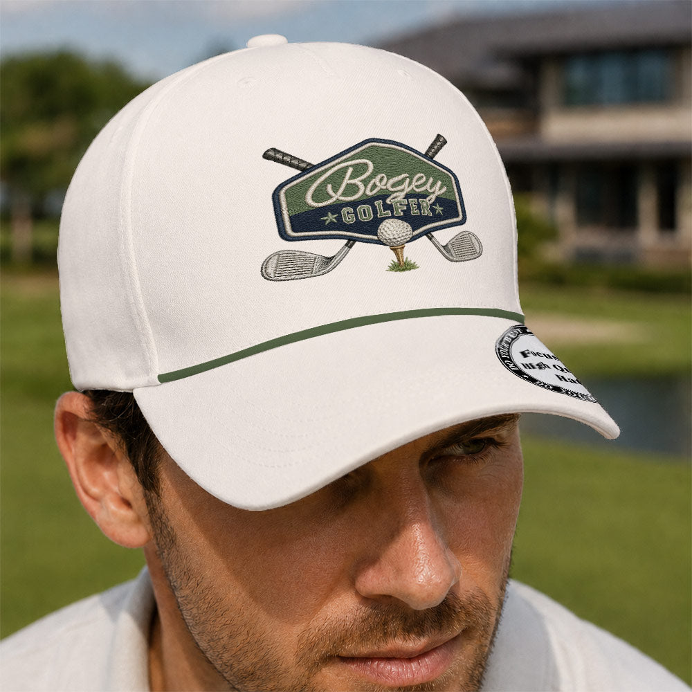 Bogey Golfer Vintage Patch Performance Rope Hat - Funny Golf Gift for Golfers
