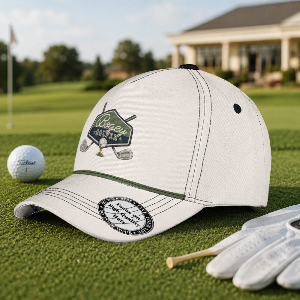 Bogey Golfer Vintage Patch Performance Rope Hat - Funny Golf Gift for Golfers