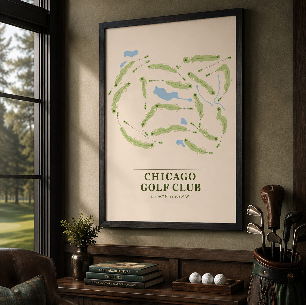 Chicago Golf Course Map Print Poster | Illinois USA Golf Wall Art