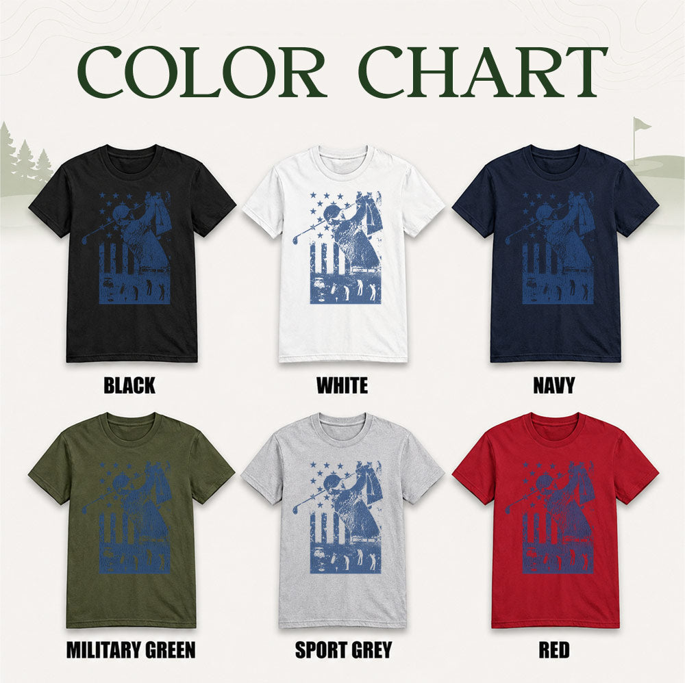 Vintage Patriotic Golf Unisex T-Shirt - American Flag Golfer Graphic Tee