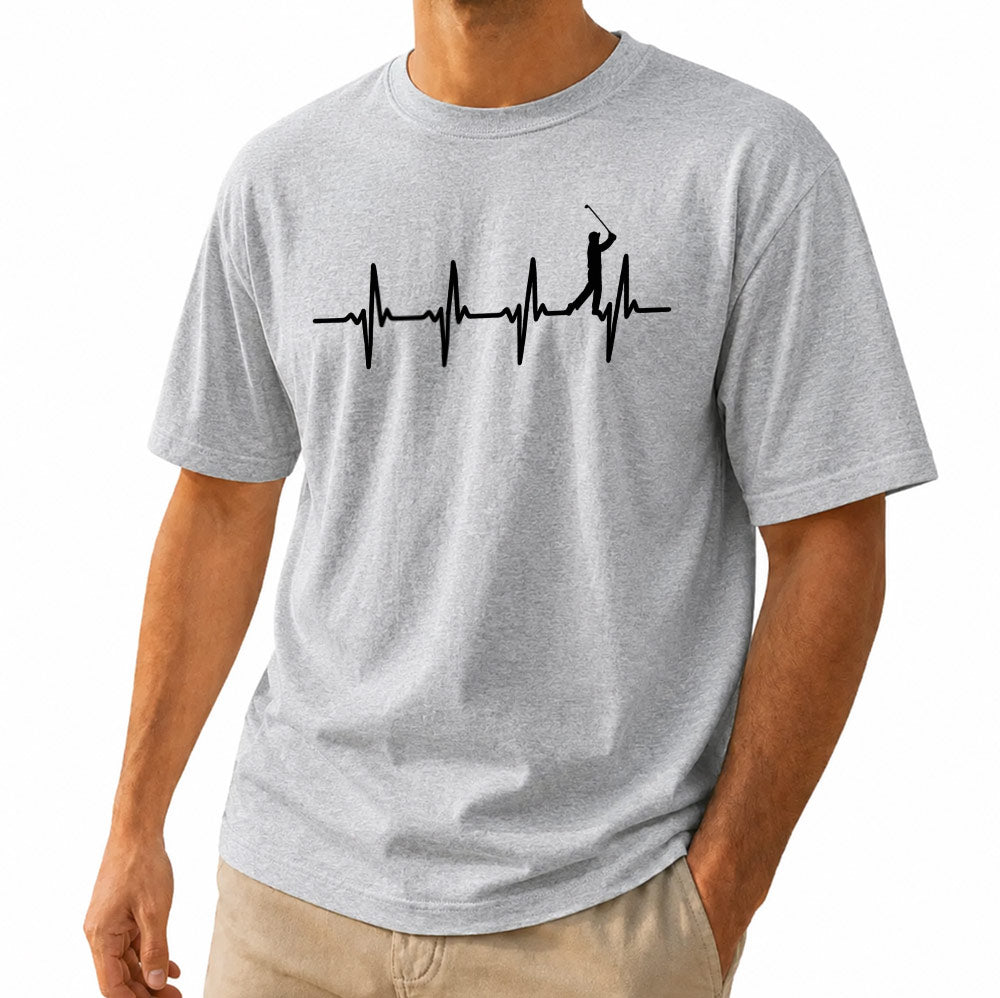 Funny Golf Heartbeat Short Sleeve Unisex T-Shirt - Golfer Gift Graphic Tee