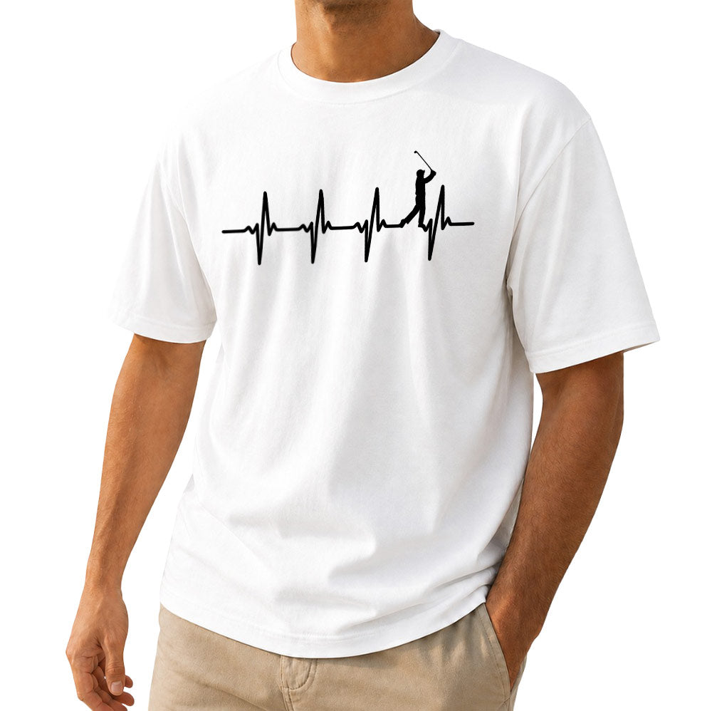 Funny Golf Heartbeat Short Sleeve Unisex T-Shirt - Golfer Gift Graphic Tee