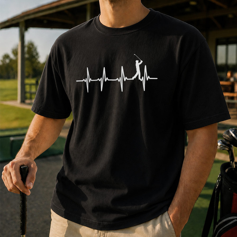 Funny Golf Heartbeat Short Sleeve Unisex T-Shirt - Golfer Gift Graphic Tee
