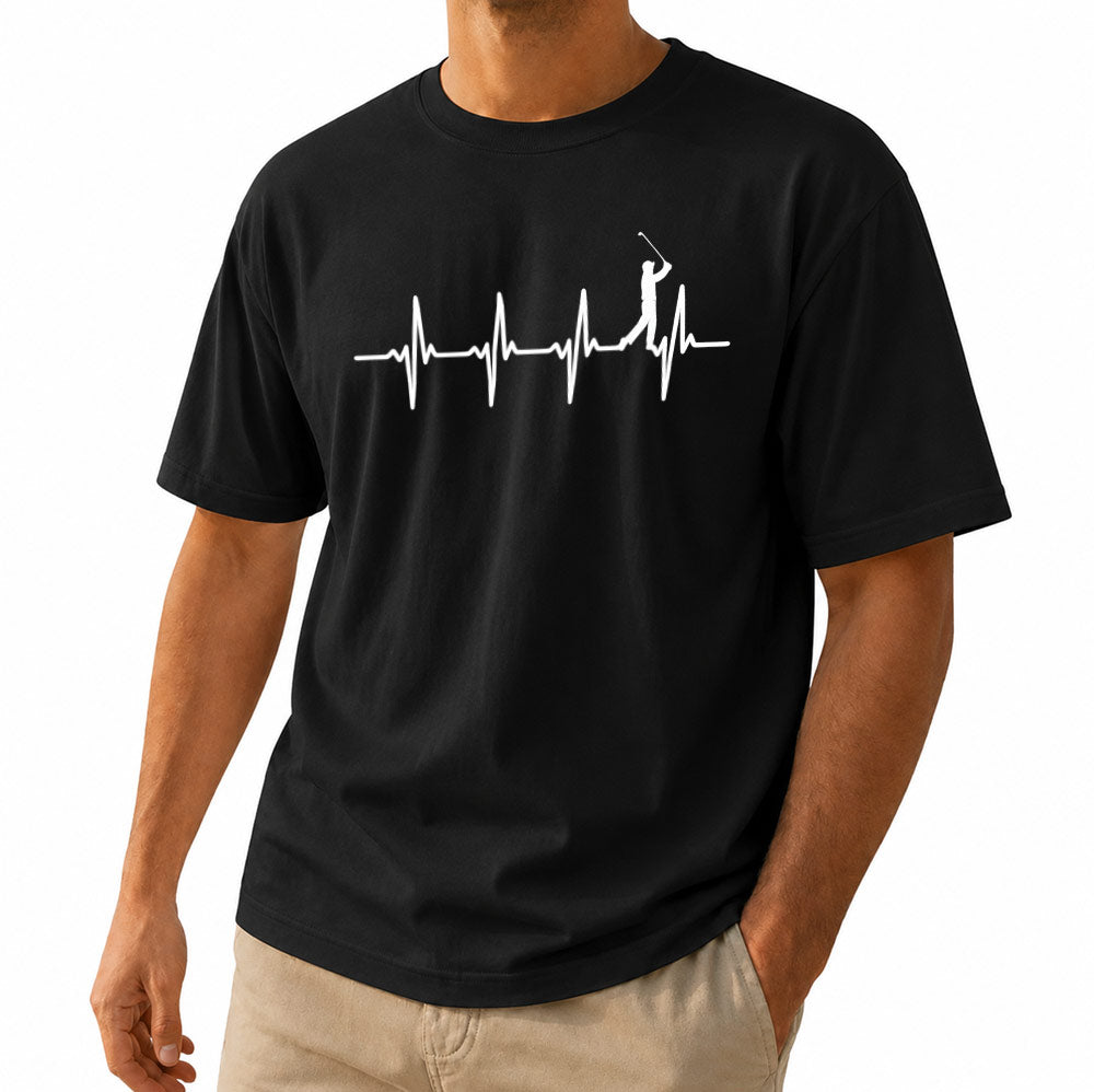 Funny Golf Heartbeat Short Sleeve Unisex T-Shirt - Golfer Gift Graphic Tee