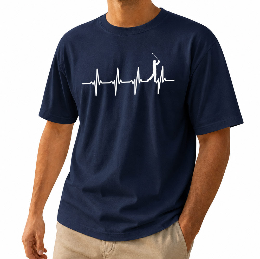 Funny Golf Heartbeat Short Sleeve Unisex T-Shirt - Golfer Gift Graphic Tee