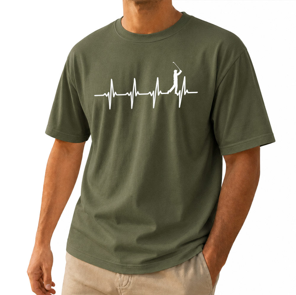 Funny Golf Heartbeat Short Sleeve Unisex T-Shirt - Golfer Gift Graphic Tee