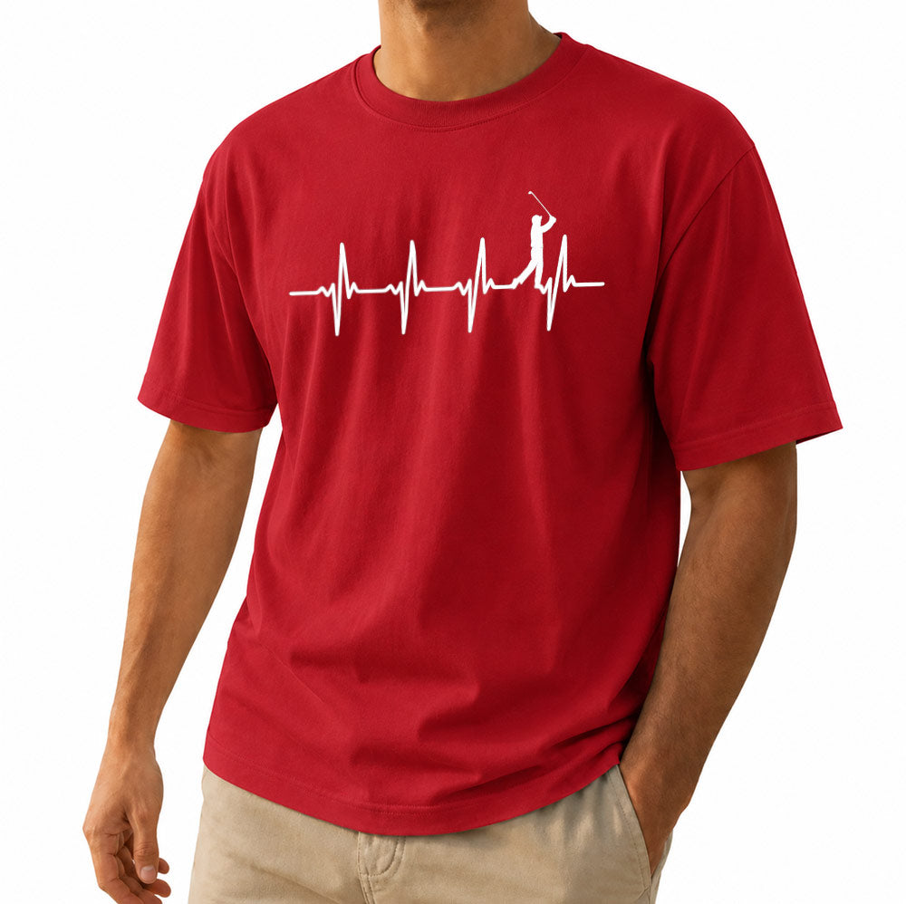 Funny Golf Heartbeat Short Sleeve Unisex T-Shirt - Golfer Gift Graphic Tee