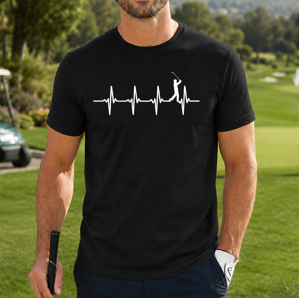 Funny Golf Heartbeat Short Sleeve Unisex T-Shirt - Golfer Gift Graphic Tee